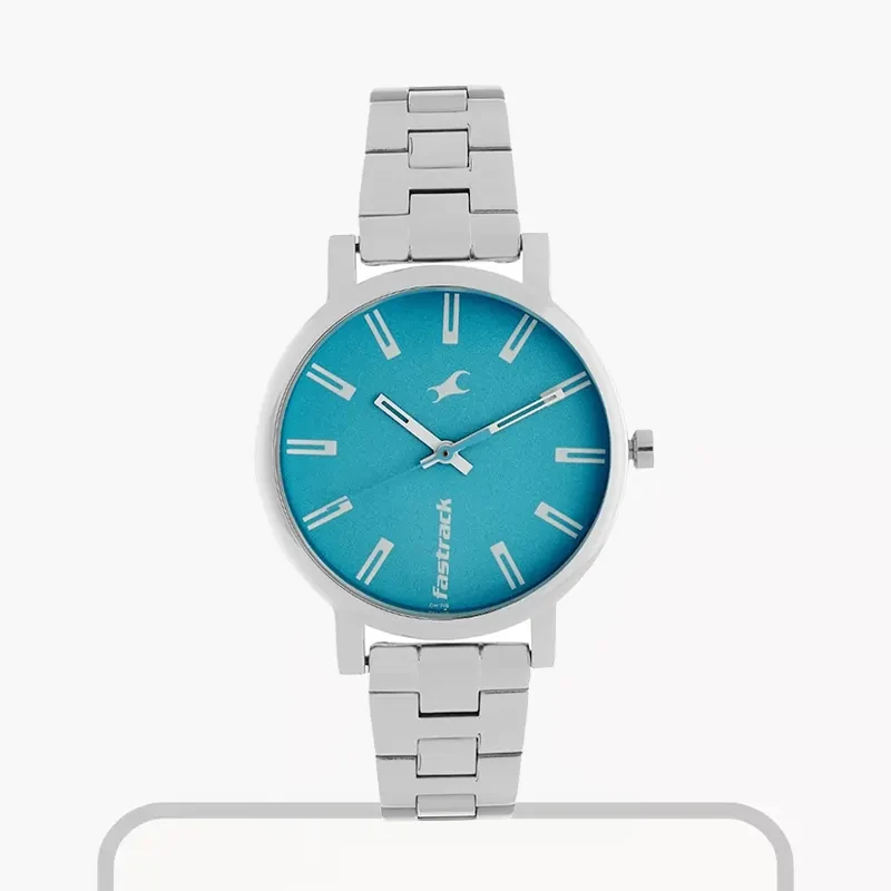 Fastrack Fundamentals Eastern Blue Dial Silver Ladies Watch- 68010SM02